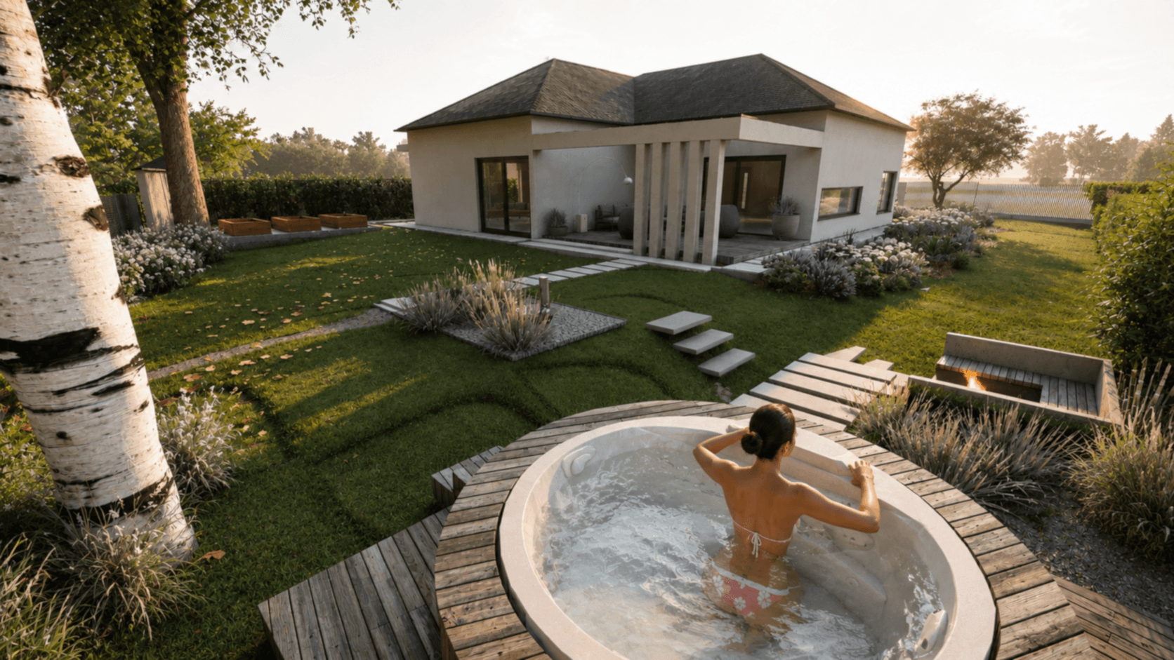 Jacuzzi w ogrodzie